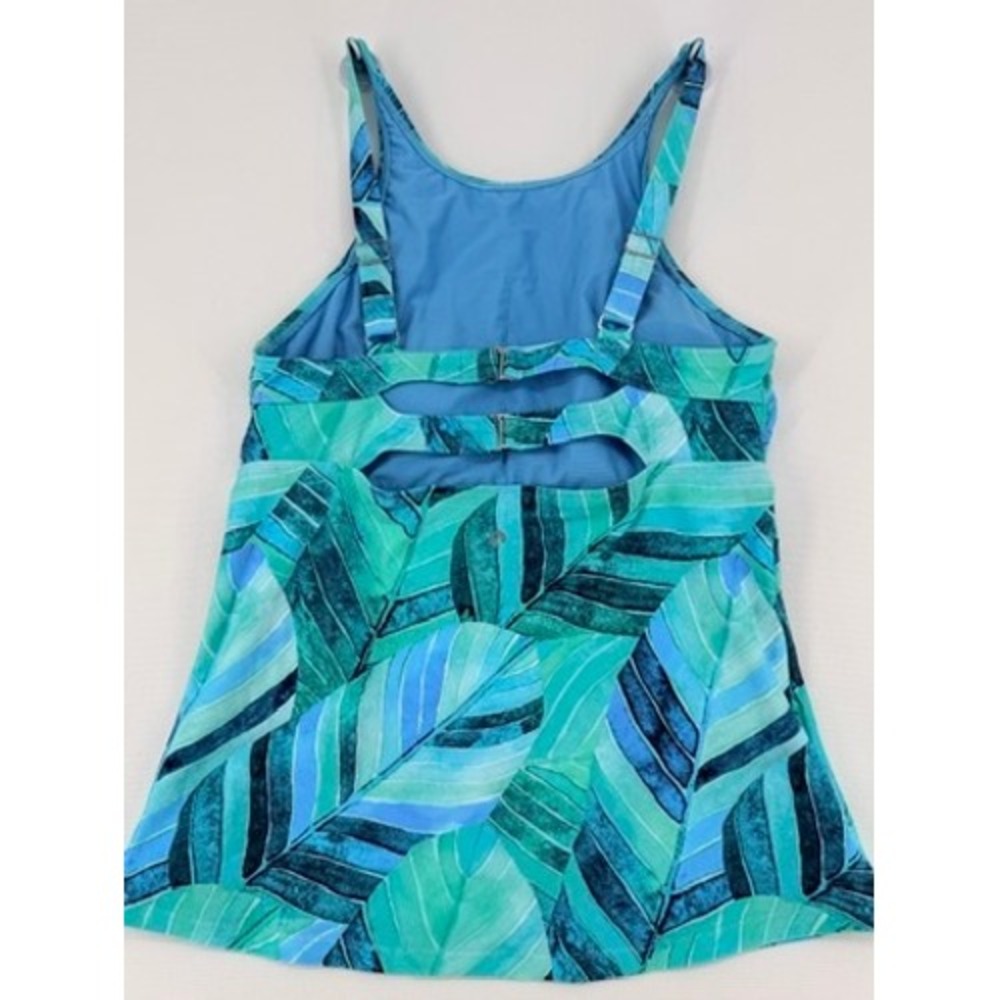 Next Aqua Leaf Print Tankini Top 34B/C Underwire NWT - Picture 10 of 10
